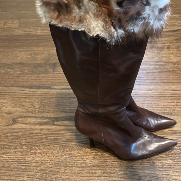 Pointy Toe Leather Fur boots - Picture 7 of 15